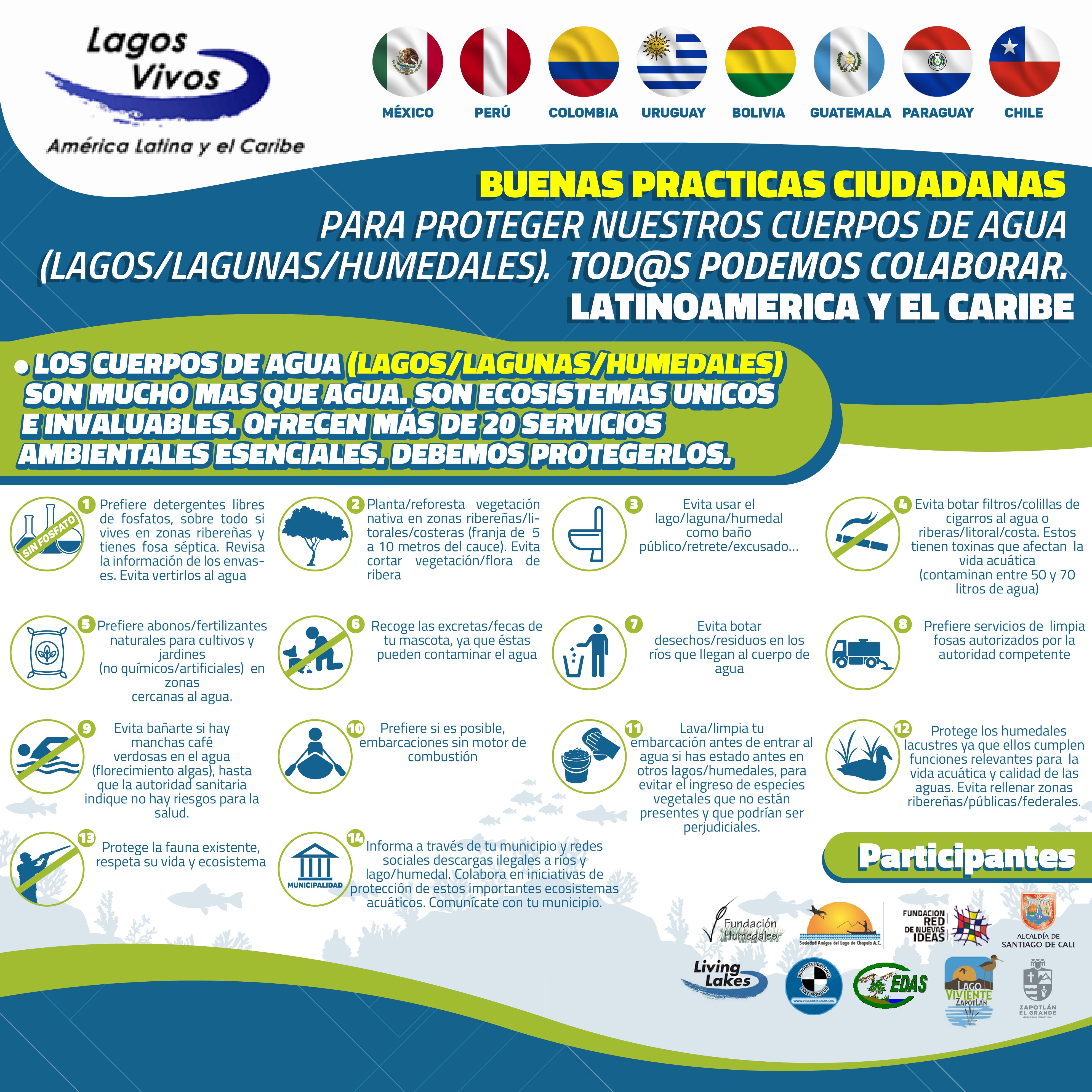 El afiche invita a realizar buenas prácticas ciudadanas por la protección de los lagos. Foto: Vigilantes del Lago